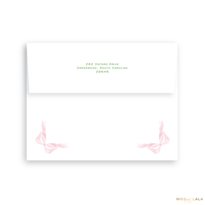 Garland Toile Christmas Card Birth Announcement Return Address Printing