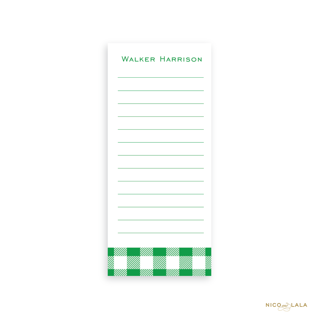 Gingham Skinny Notepad