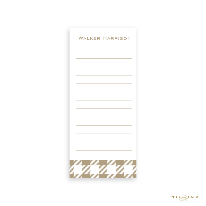 Gingham Skinny Notepad