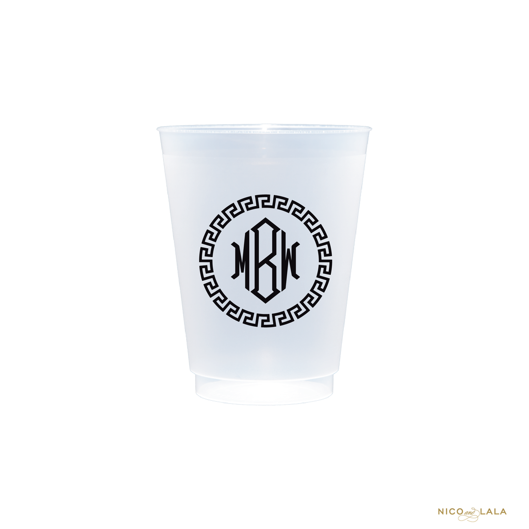 Greek Key Monogram Cups