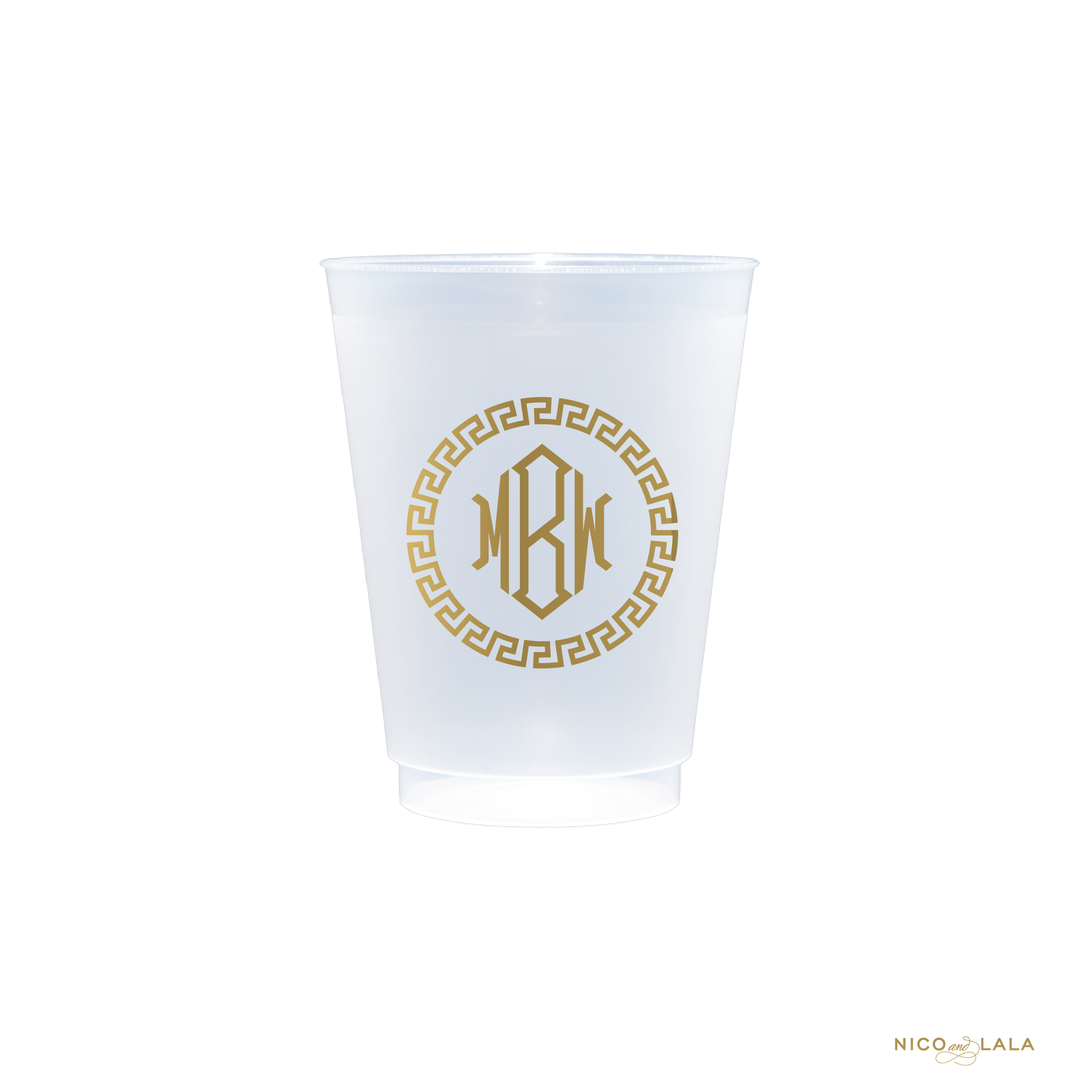 Greek Key Monogram Cups