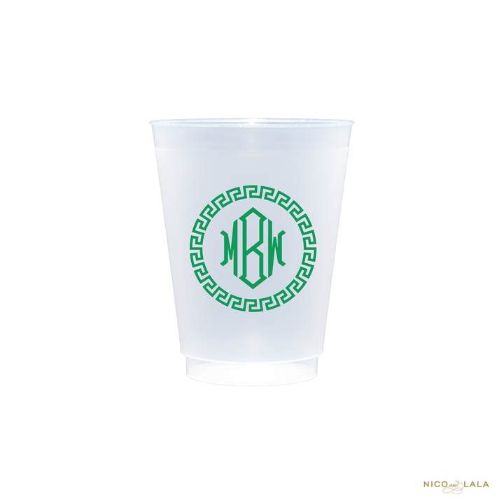 Greek Key Monogram Cups