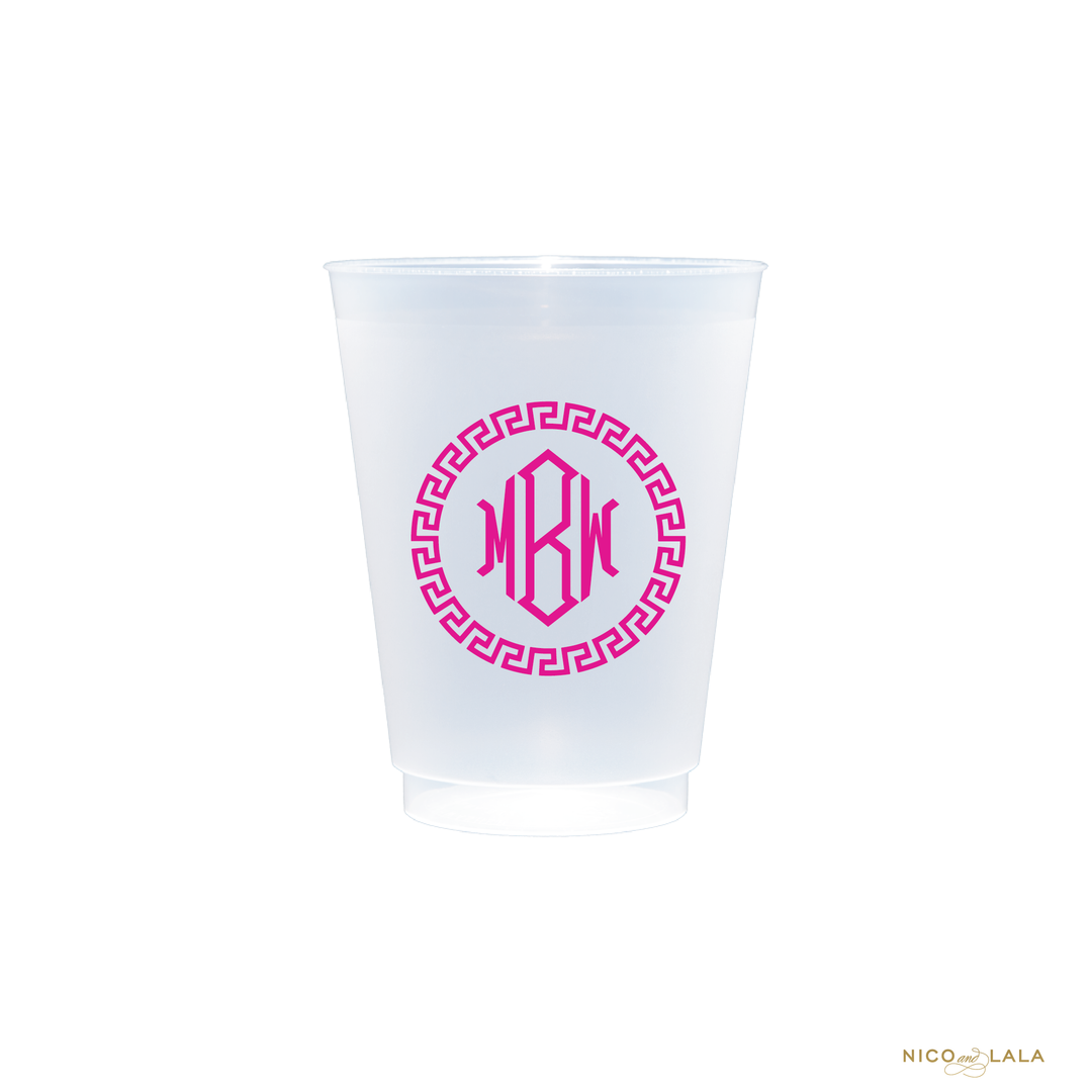 Greek Key Monogram Cups