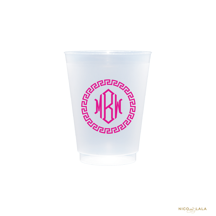 Greek Key Monogram Cups