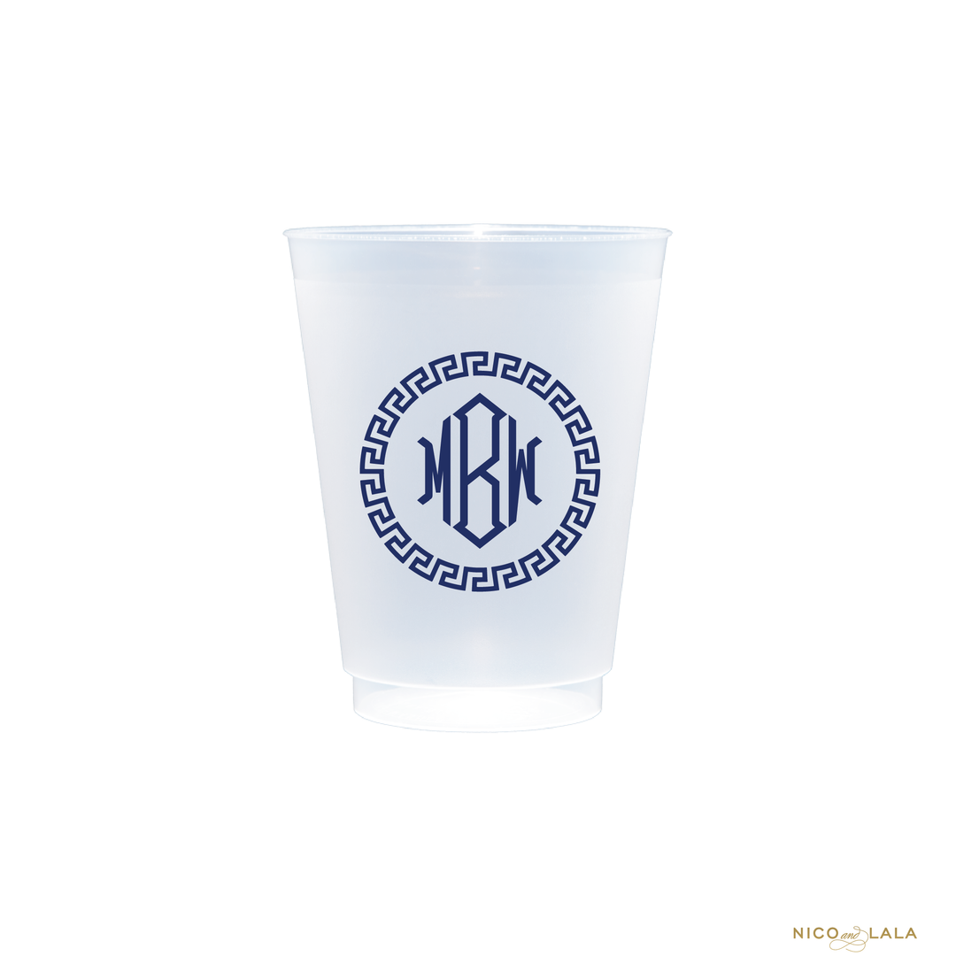 Greek Key Monogram Cups