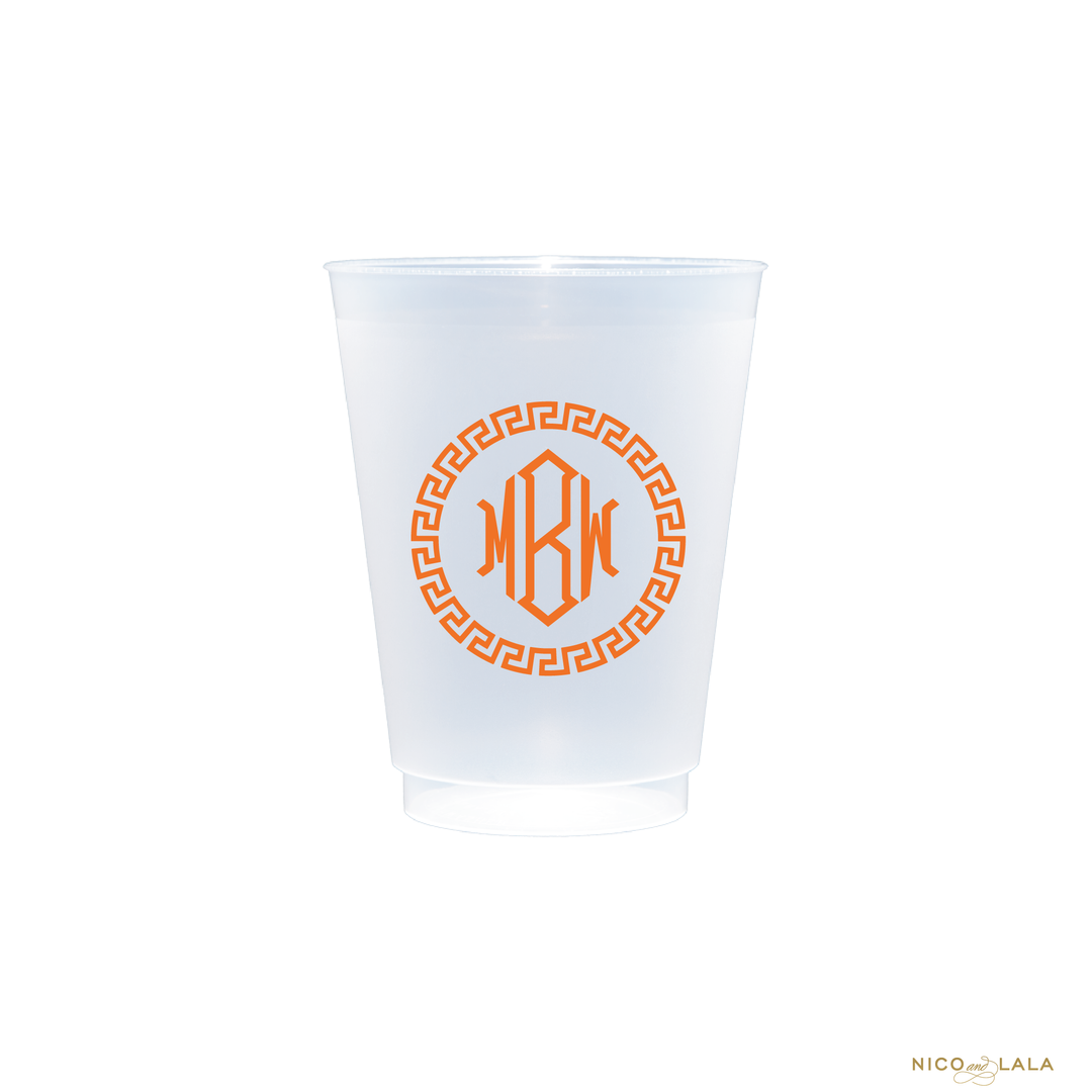 Greek Key Monogram Cups