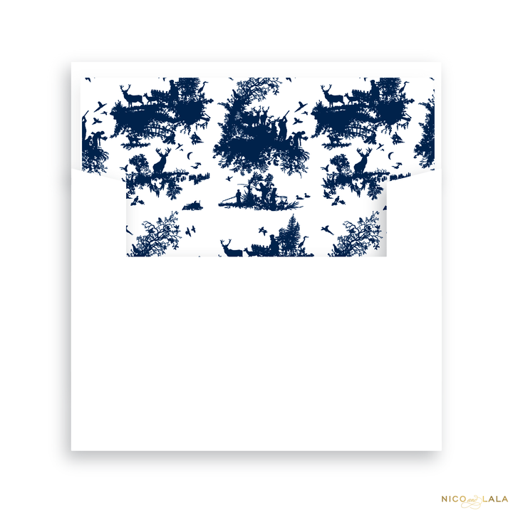 Hunting Toile Birth Announcement Lined Envelopes