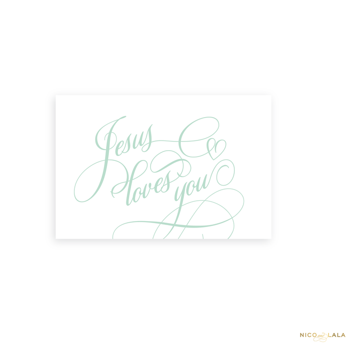 Jesus Loves You Art Print, Green