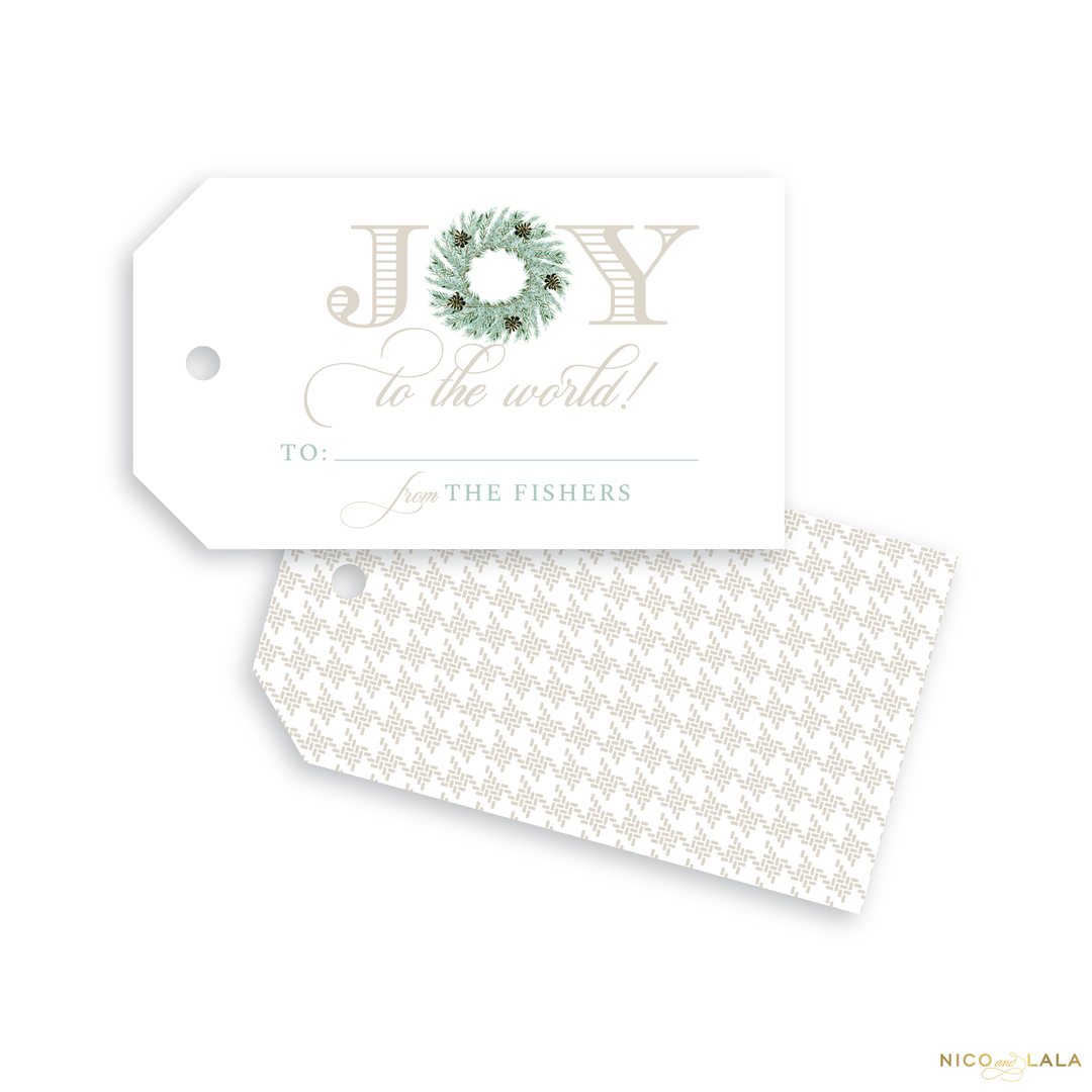 Joy Wreath Christmas Gift Tags