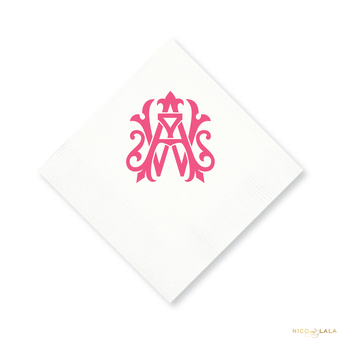 Magnolia Monogram Cocktail Napkins