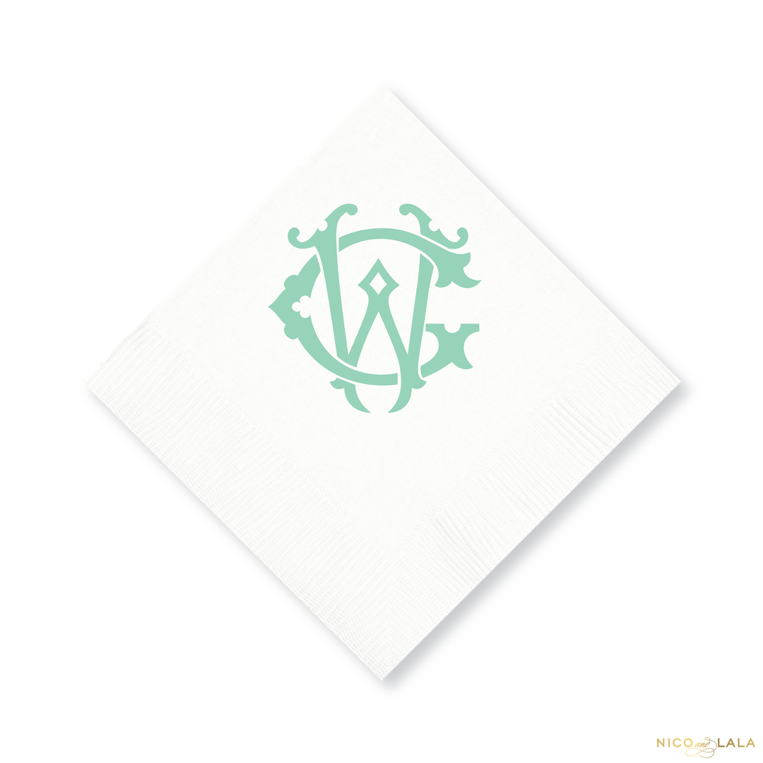 Magnolia Monogram Cocktail Napkins