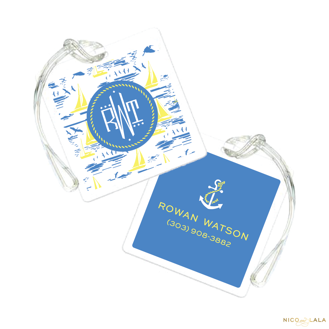 Blue Sailboat Bag Tag