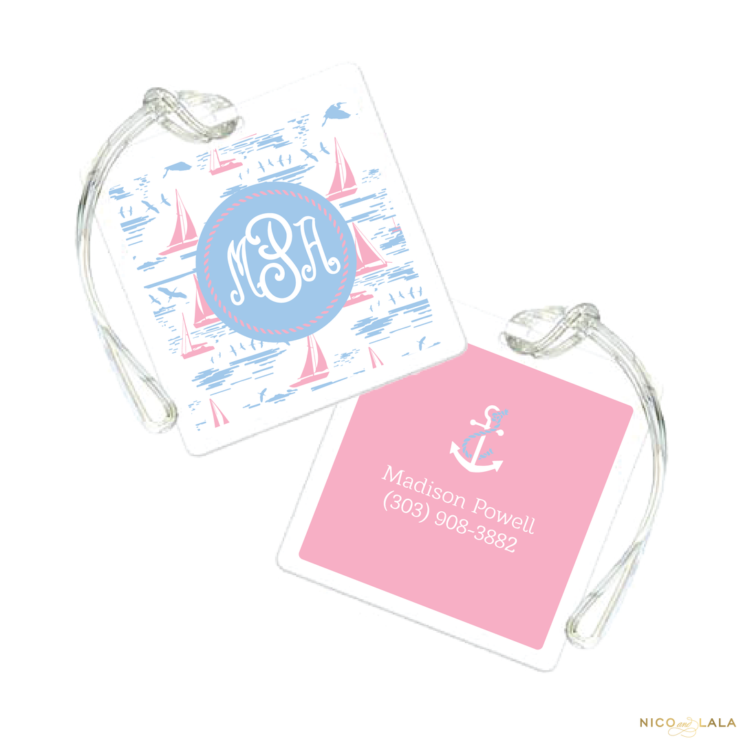 Pink Sailboat Bag Tag