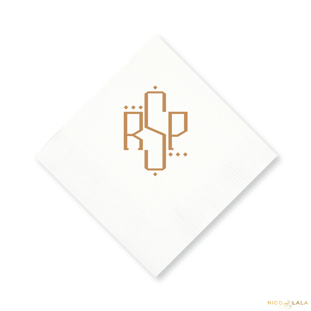 Oxford Monogram Cocktail Napkins