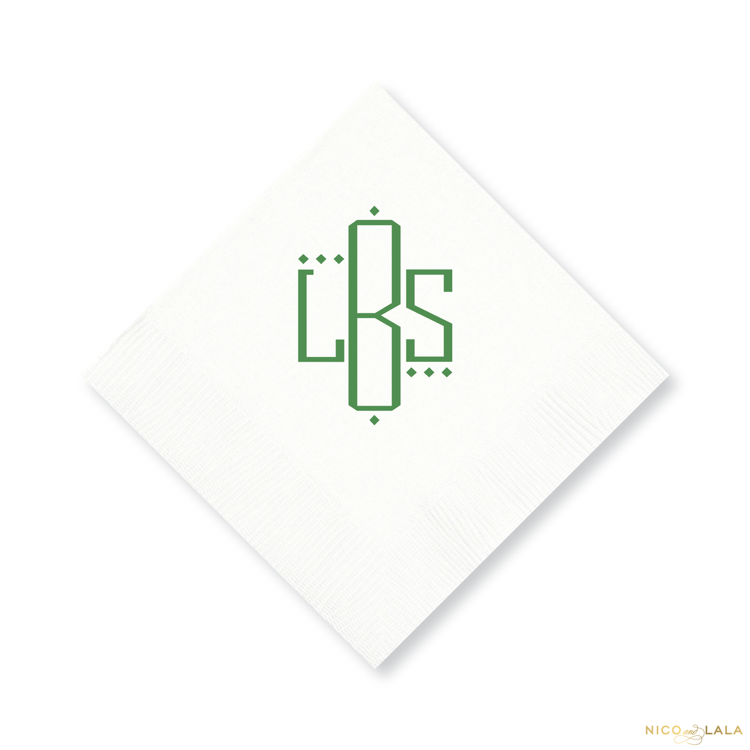 Oxford Monogram Cocktail Napkins