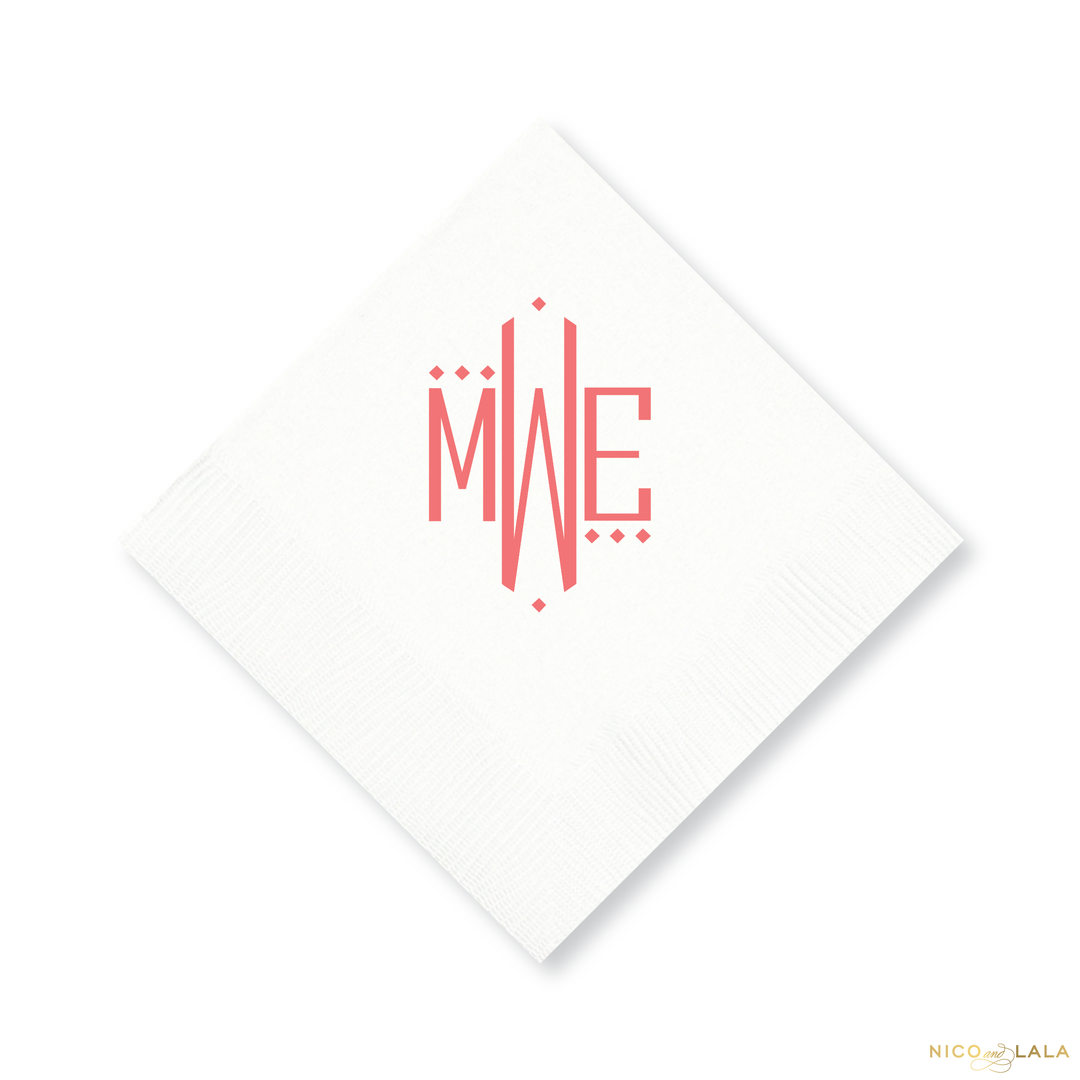 Oxford Monogram Cocktail Napkins