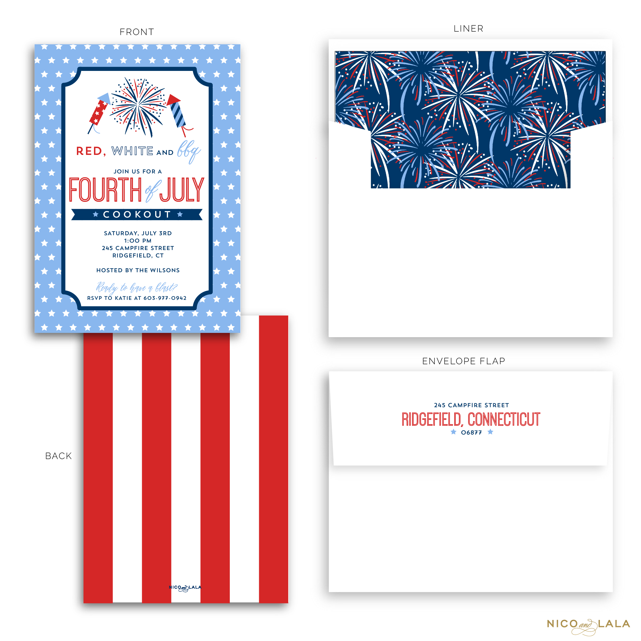 Patriotic 4th of July Party Invitations