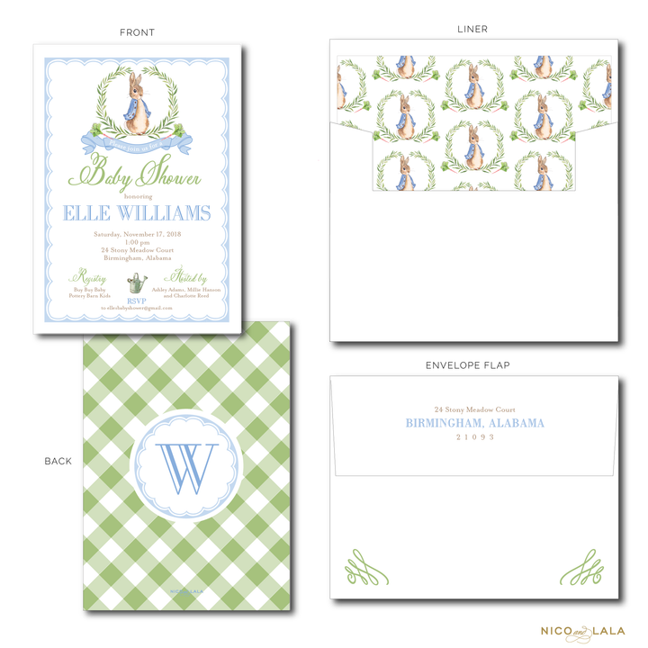 PETER RABBIT BABY SHOWER INVITATIONS