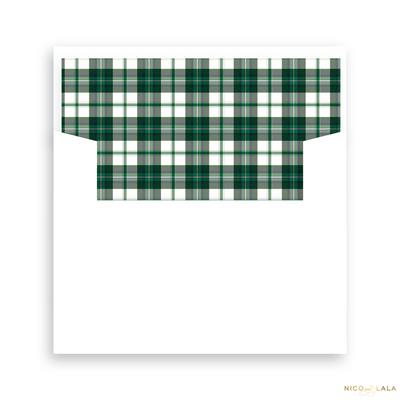 Plaid Bow Christmas Card Lined Envelopes