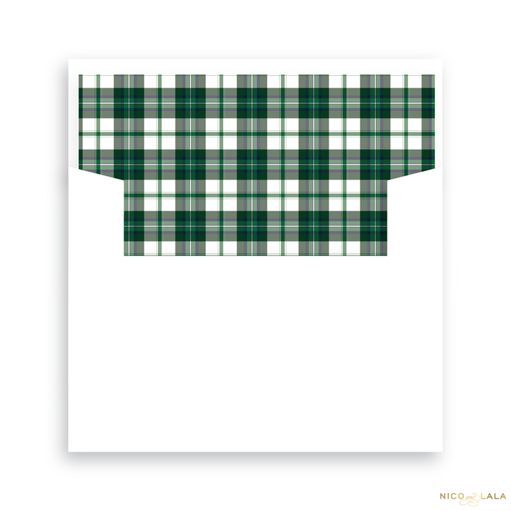 Plaid Bow Christmas Card Lined Envelopes