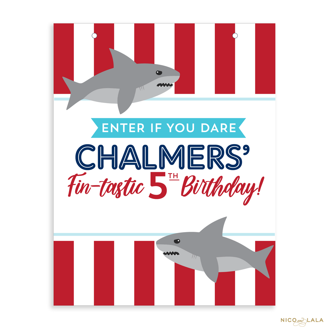 Shark Birthday Door Sign