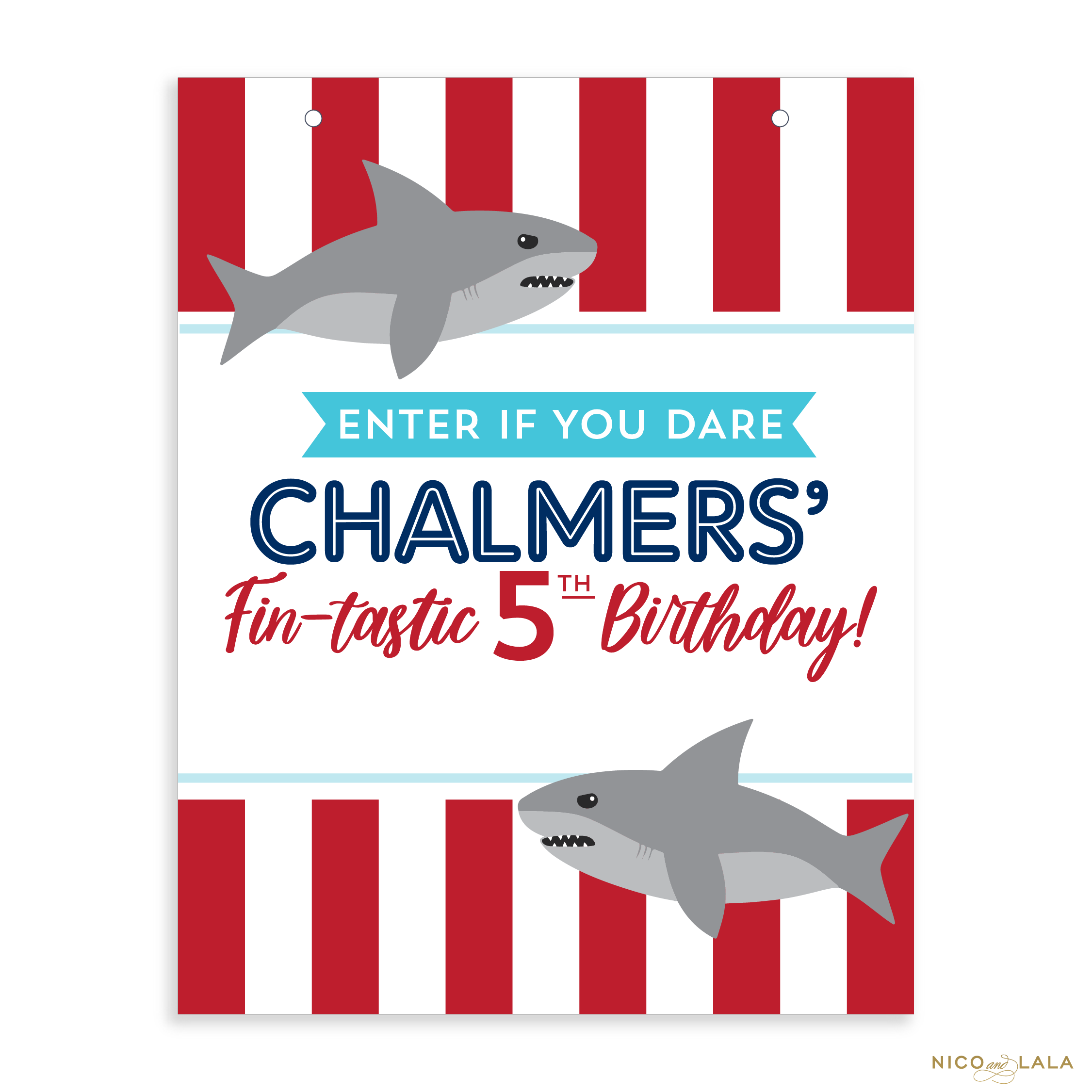 Shark Birthday Door Sign