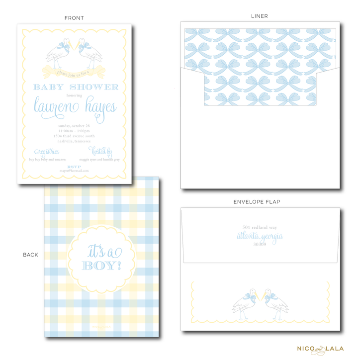 STORK BABY SHOWER INVITATIONS