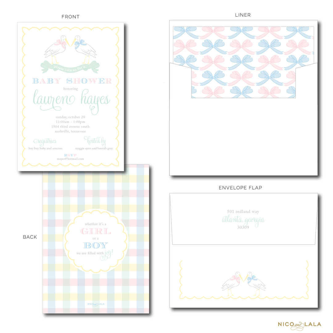 STORK BABY SHOWER INVITATIONS