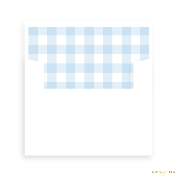 Sweet Gingham Birth Announcement Lined Envelopes