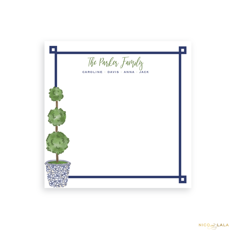 Topiary Notepad with Names
