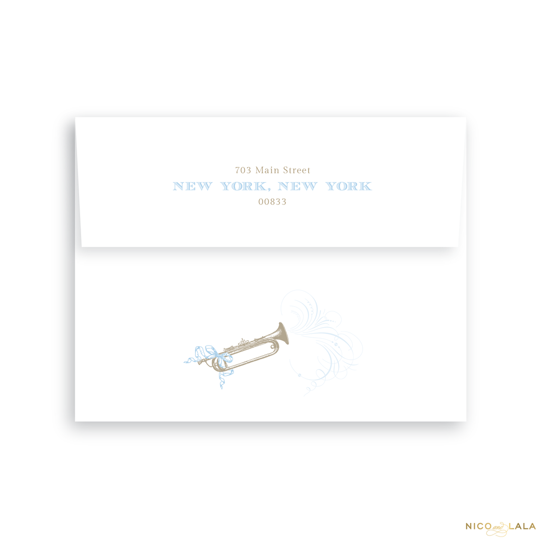 Trumpet Birth Announcement Return Address Printing