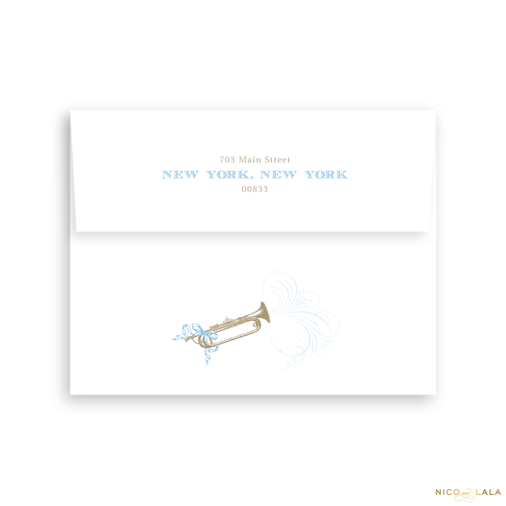 Trumpet Birth Announcement Return Address Printing
