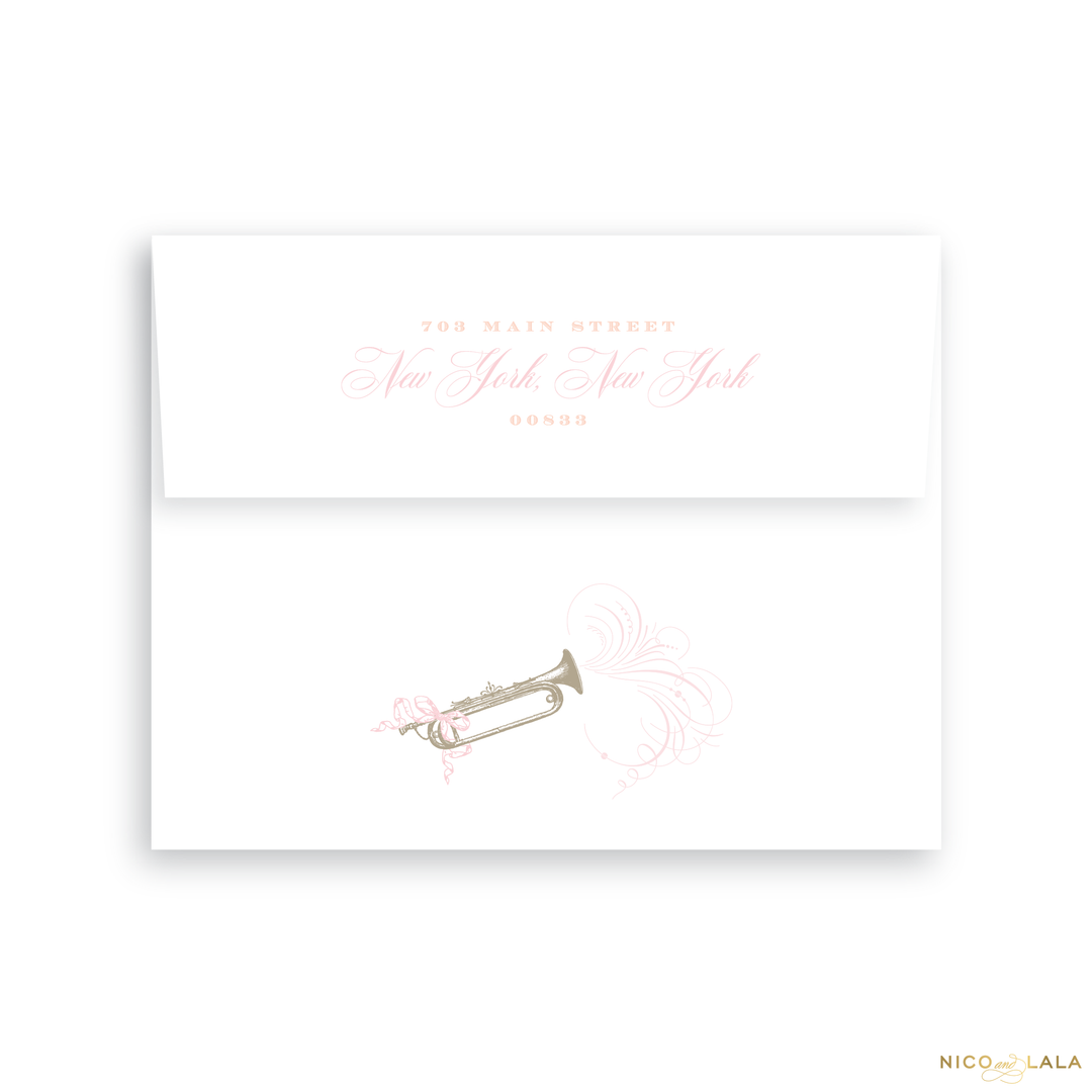 Trumpet Birth Announcement Return Address Printing
