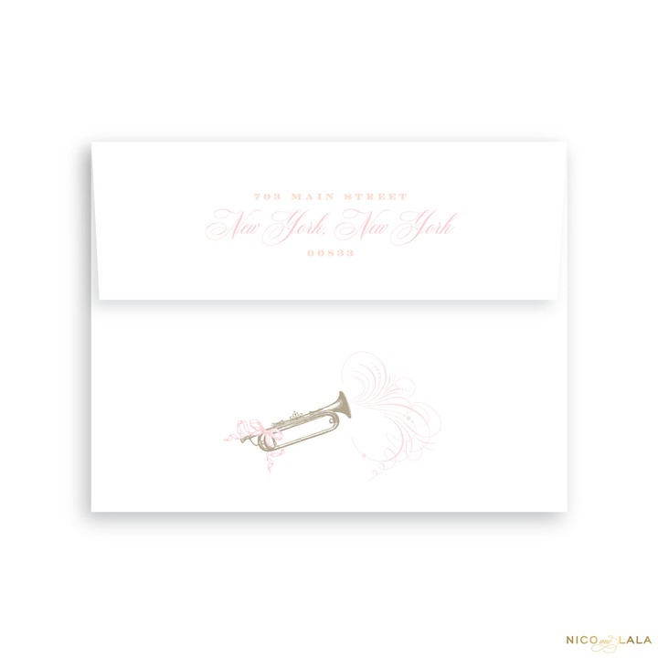 Trumpet Birth Announcement Return Address Printing