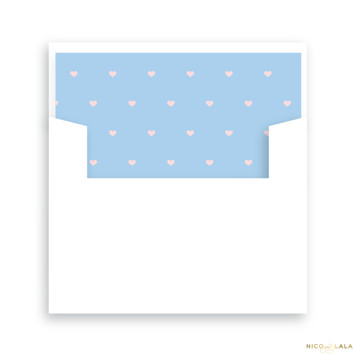 Twin Hearts Birth Announcement Lined Envelopes