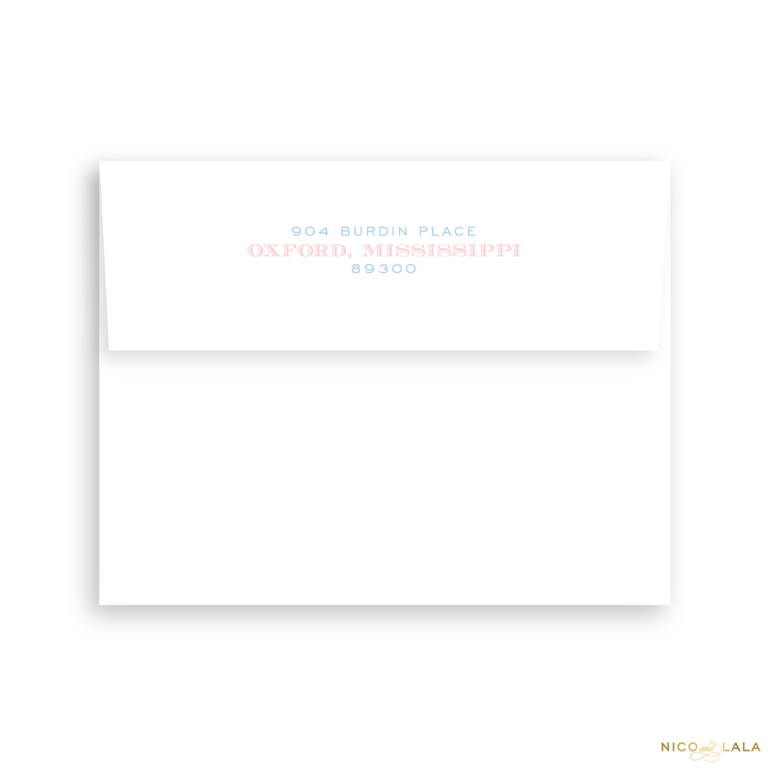 Twin Hearts Birth Announcement Return Address Printing