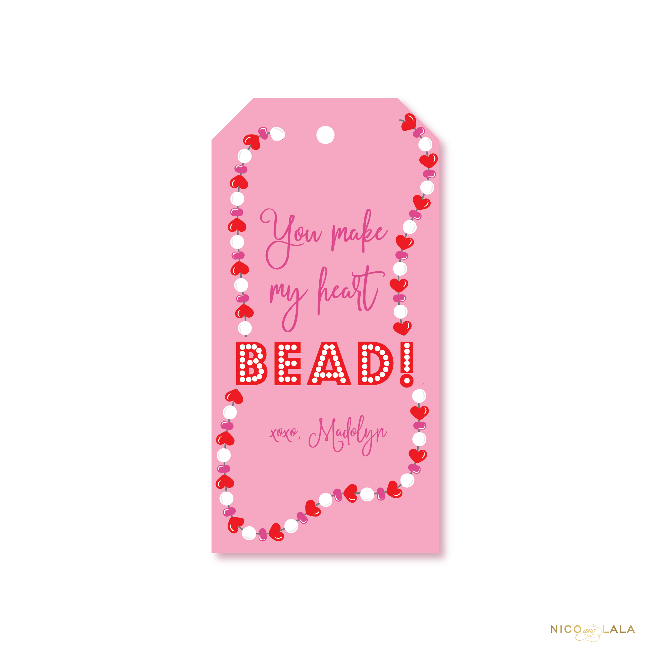 You Make My Heart Bead Valentines Tags