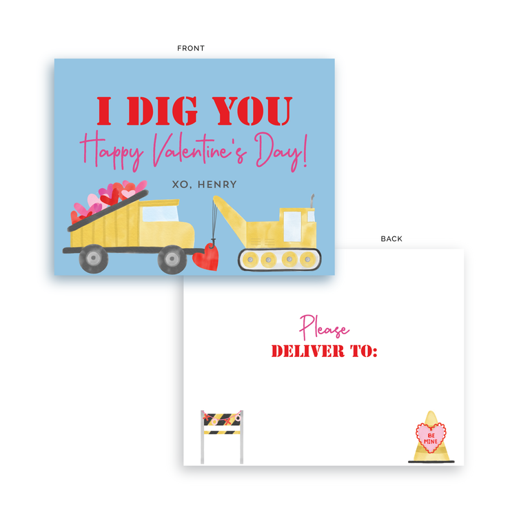 Construction Valentines Cards