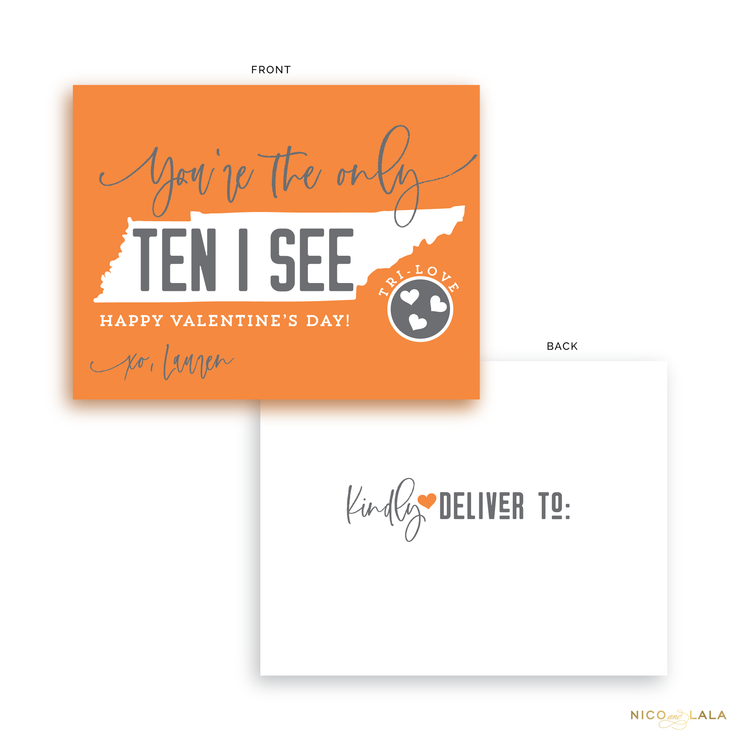 Tennessee Valentines Cards, Orange