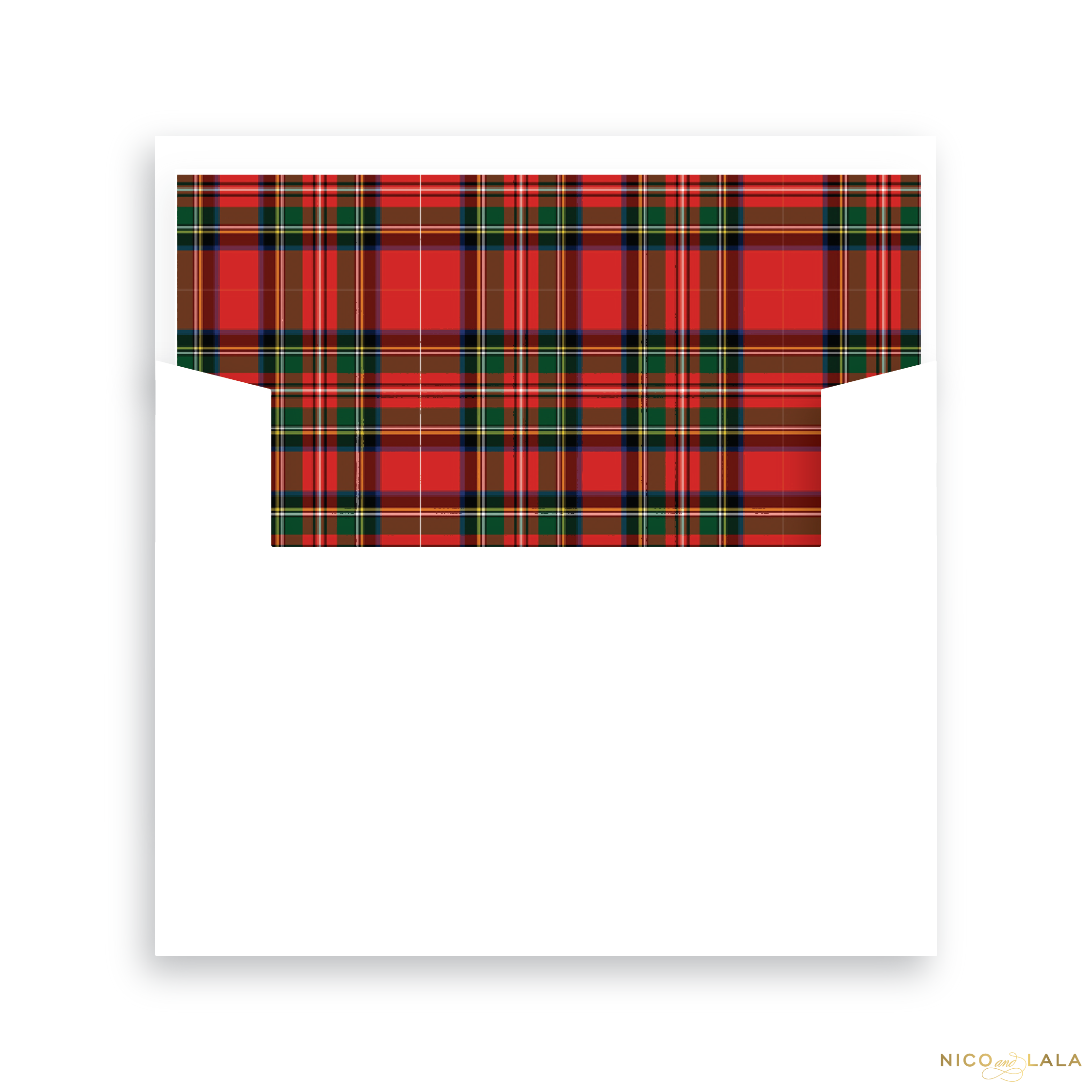 Very Merry Plaid Christmas Card Lined Envelopes