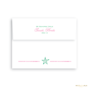 Watercolor Beach Birth Announcement Return Address Printing