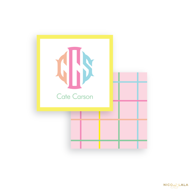 Pink Windowpane Calling Cards
