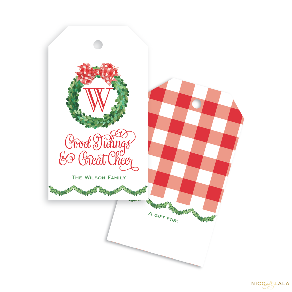 BUNDLE of 5 Holiday Gift Tags, Watercolor Red Gingham Plaid Gift Tag,  Scalloped Holiday Gift Tag Template, Instant Download Edit Corjl 490 -  Essem Creatives