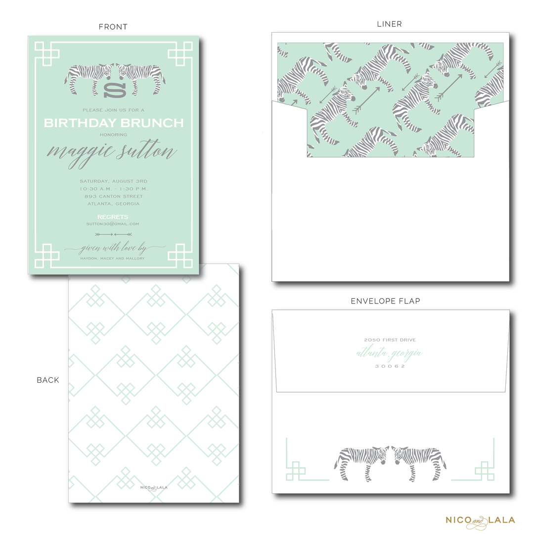 Chic Zebra Birthday Invitations