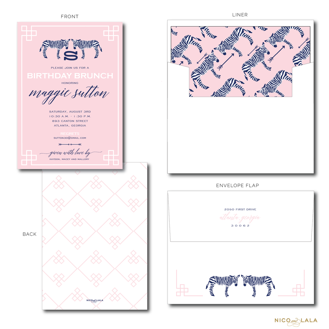 Chic Zebra Birthday Invitations