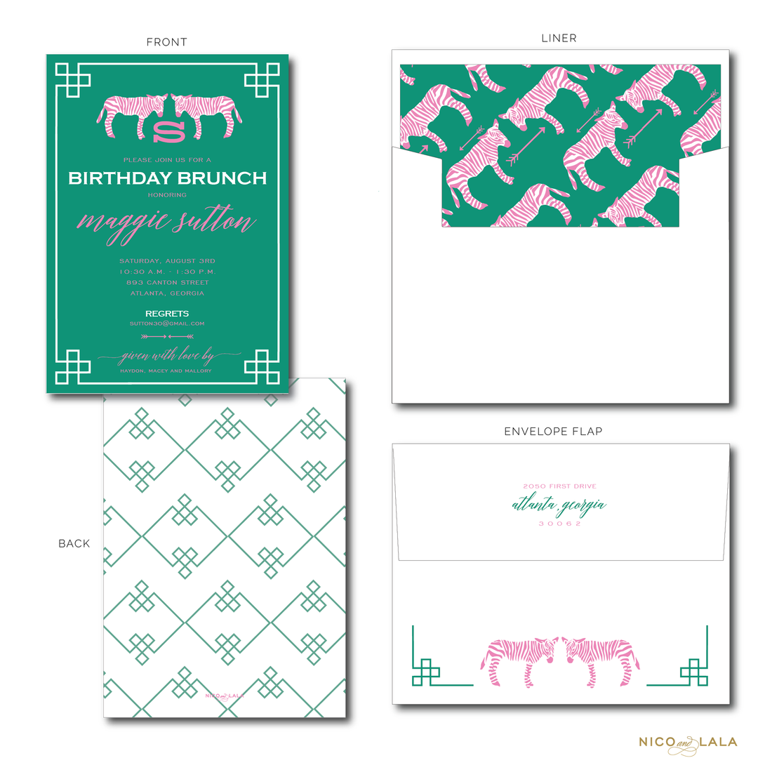 Chic Zebra Birthday Invitations