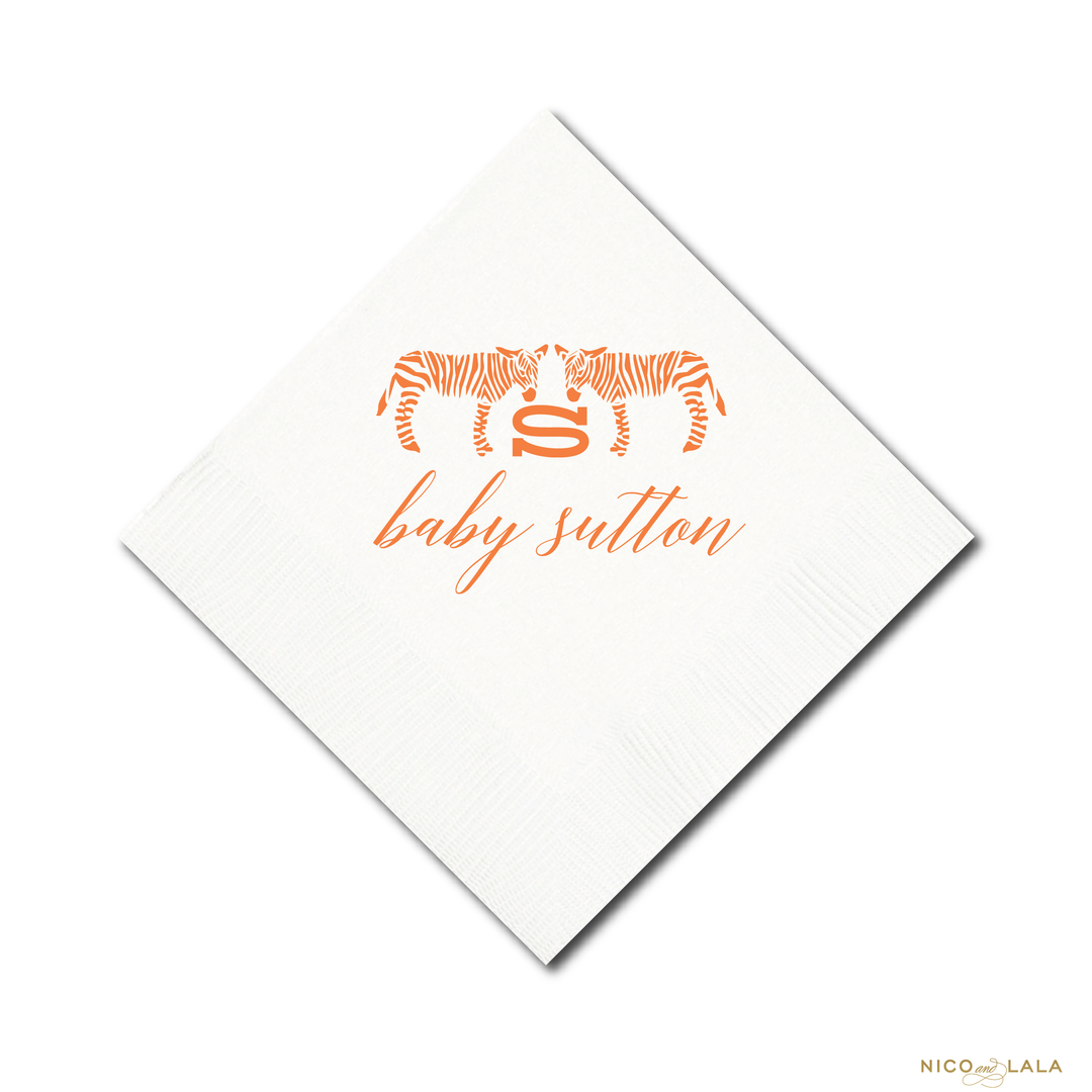 Chic Zebra Baby Shower Napkins